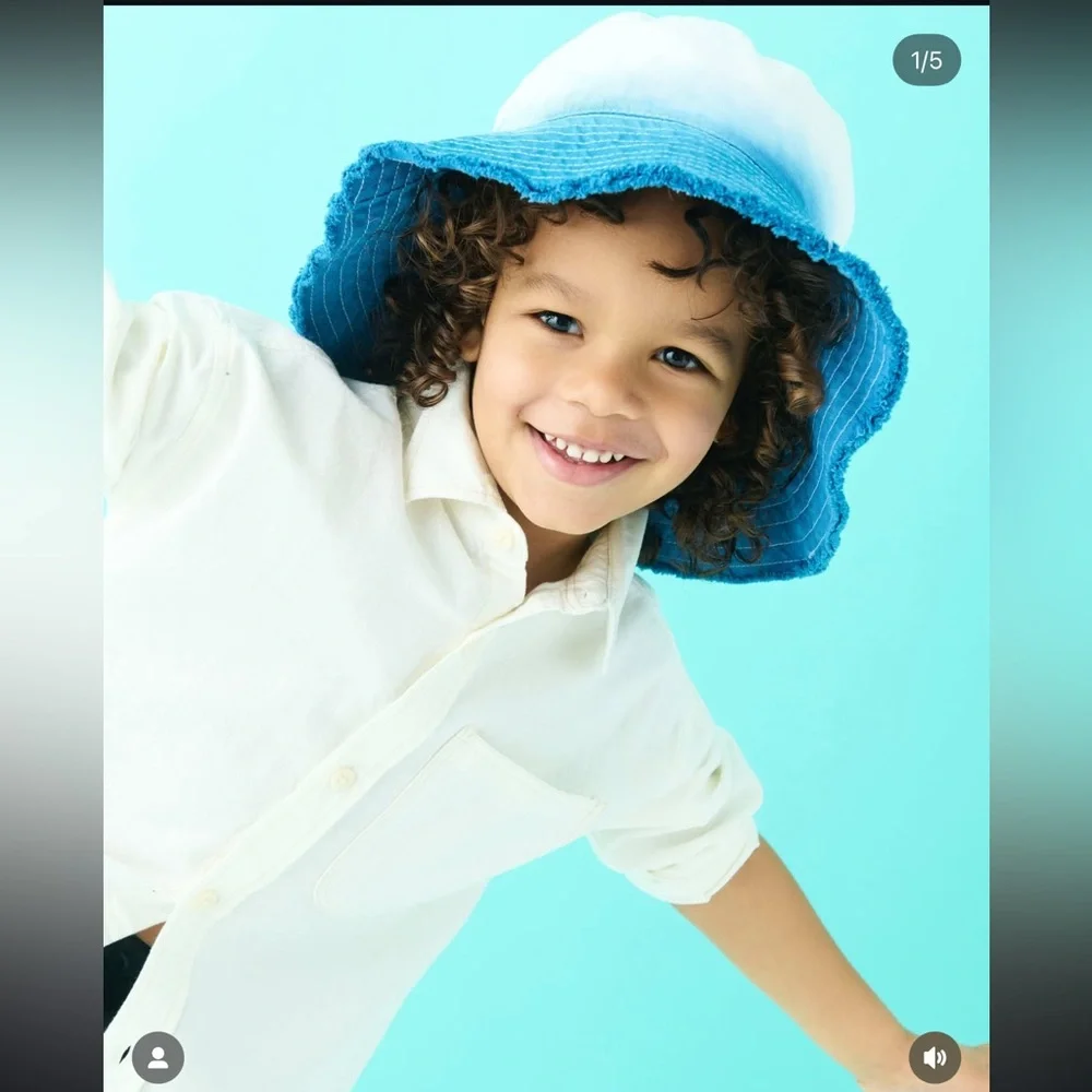 Zara Denim Blue and White Bucket Hat